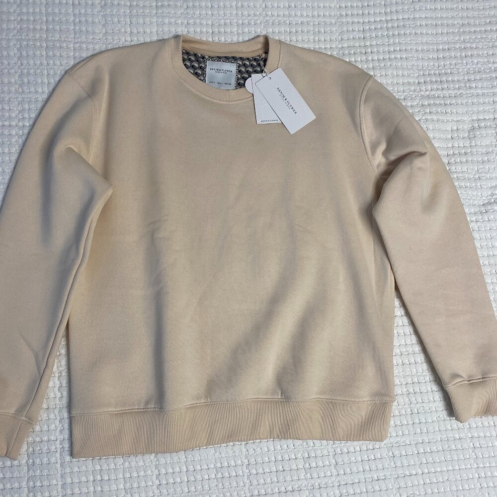 Beige Denim & Flower Sweatshirt